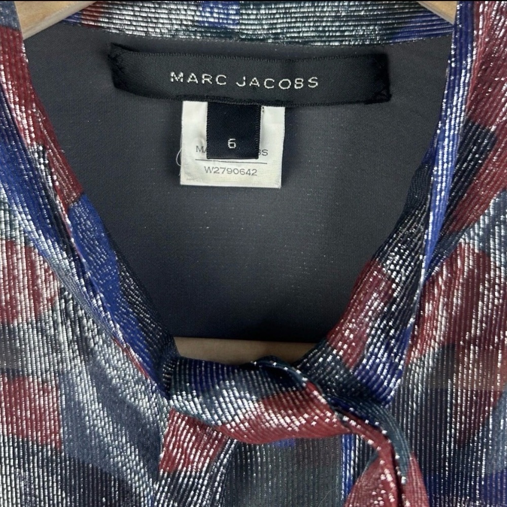 Marc Jacobs Red and Silver Button-Up Blouse - Picture 3 of 9